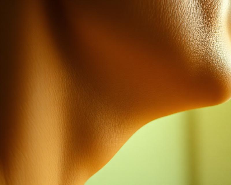 Warm belichtete Halspartie im Detail